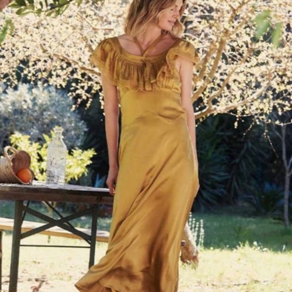 Vintage coral silk dress from Amarcord Vintage NYC similar to Doen Sicilia dress - Picture 7 of 7